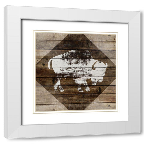 Buffalo White Modern Wood Framed Art Print with Double Matting by Jacobs, Cindy