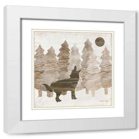 Howl at the Moon I White Modern Wood Framed Art Print with Double Matting by Jacobs, Cindy