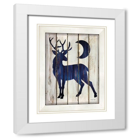 Midnight Blue Deer II White Modern Wood Framed Art Print with Double Matting by Jacobs, Cindy