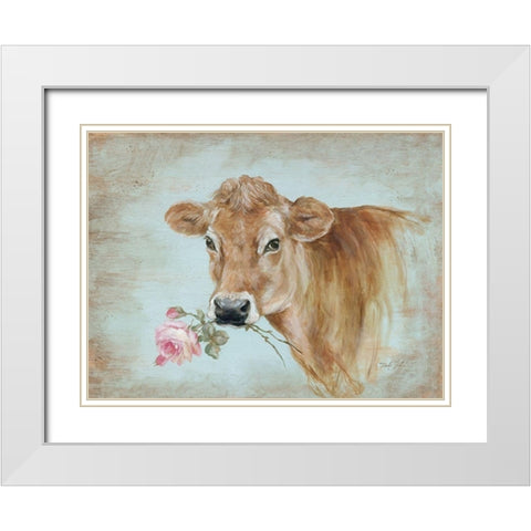 Miss Moo White Modern Wood Framed Art Print with Double Matting by Coules, Debi