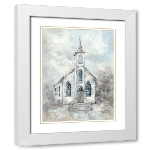 Faith White Modern Wood Framed Art Print with Double Matting by Coules, Debi