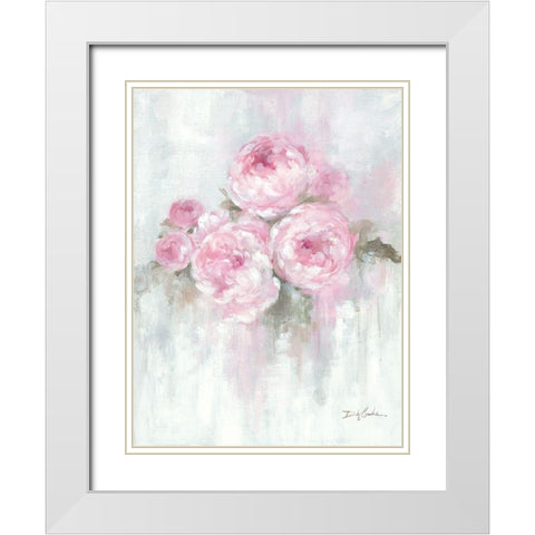 Pink Peonies White Modern Wood Framed Art Print with Double Matting by Coules, Debi