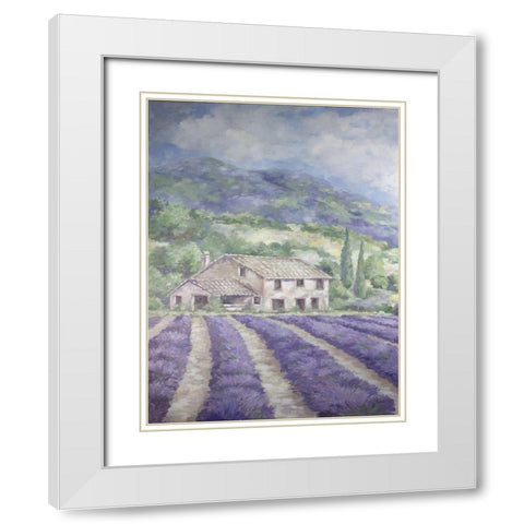 French Farmhouse Lavender White Modern Wood Framed Art Print with Double Matting by Coules, Debi