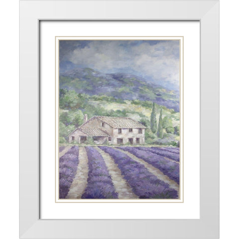 French Farmhouse Lavender White Modern Wood Framed Art Print with Double Matting by Coules, Debi