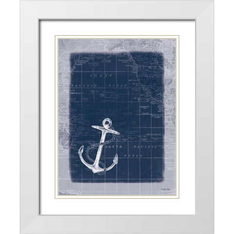 Anchor Map White Modern Wood Framed Art Print with Double Matting by Dee Dee