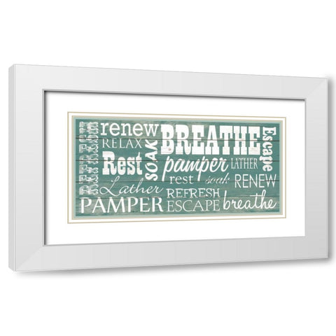 Bathroom Typography White Modern Wood Framed Art Print with Double Matting by Dee Dee
