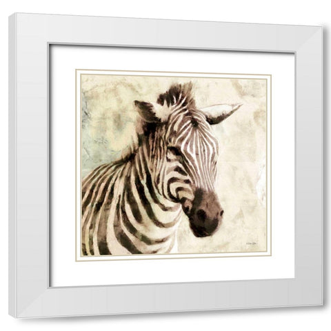 The Zebra White Modern Wood Framed Art Print with Double Matting by Dee Dee