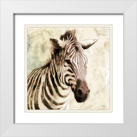 The Zebra White Modern Wood Framed Art Print with Double Matting by Dee Dee