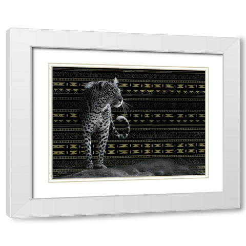 Patterned Leopard White Modern Wood Framed Art Print with Double Matting by Dee Dee