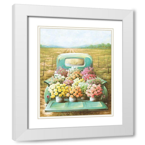 Flowers for Sale White Modern Wood Framed Art Print with Double Matting by Dee Dee