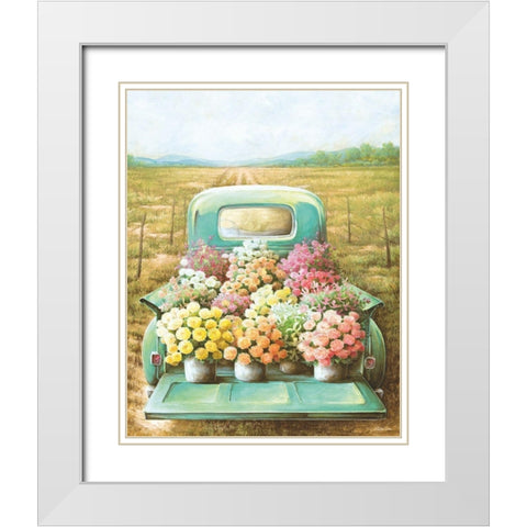 Flowers for Sale White Modern Wood Framed Art Print with Double Matting by Dee Dee