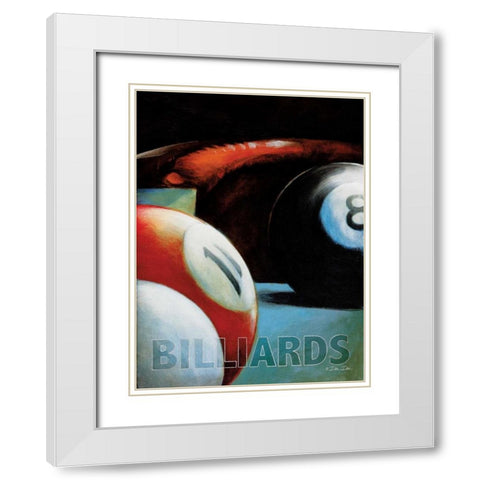 Billiards White Modern Wood Framed Art Print with Double Matting by Dee Dee