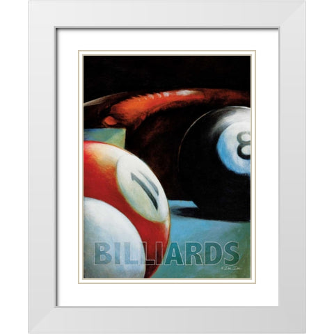 Billiards White Modern Wood Framed Art Print with Double Matting by Dee Dee