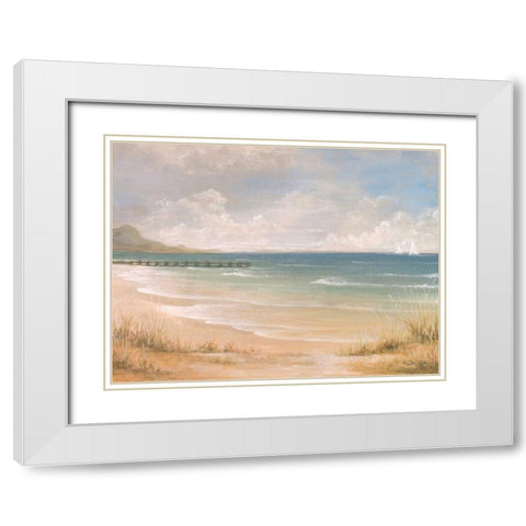 Pier View White Modern Wood Framed Art Print with Double Matting by Dee Dee