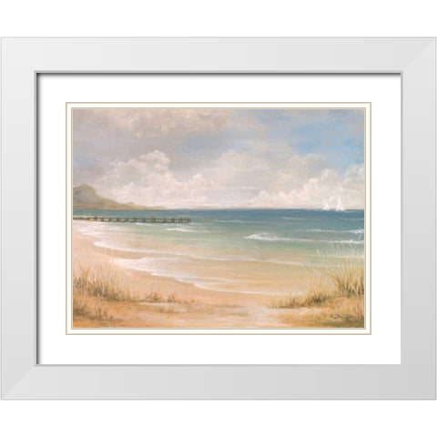 Pier View White Modern Wood Framed Art Print with Double Matting by Dee Dee