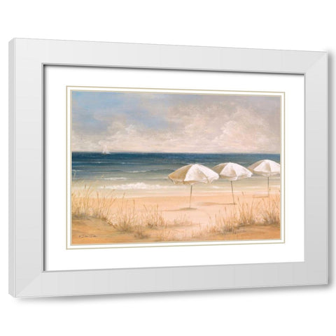 Atlantic Umbrellas White Modern Wood Framed Art Print with Double Matting by Dee Dee
