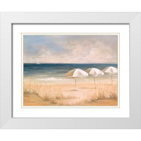 Atlantic Umbrellas White Modern Wood Framed Art Print with Double Matting by Dee Dee