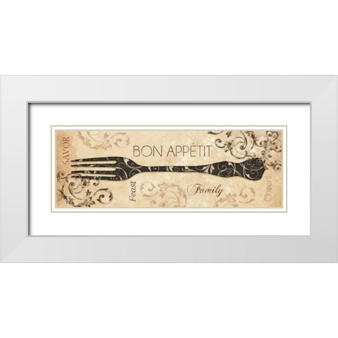 Bon Appetit White Modern Wood Framed Art Print with Double Matting by Dee Dee
