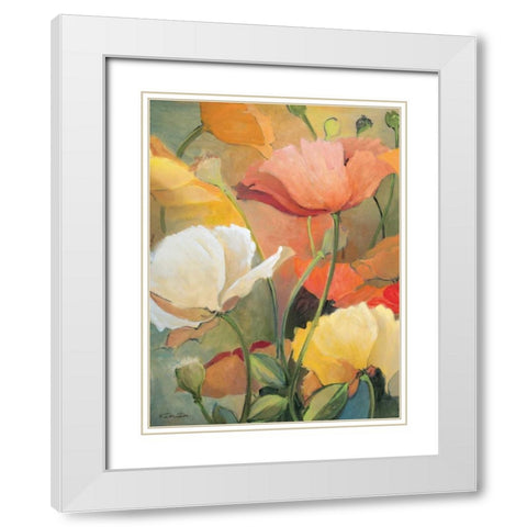 Spring Blooms I White Modern Wood Framed Art Print with Double Matting by Dee Dee