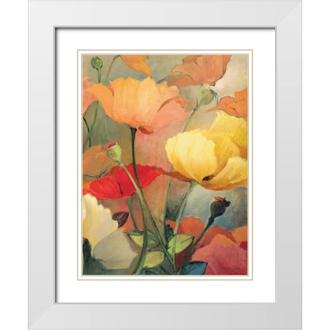 Spring Blooms II White Modern Wood Framed Art Print with Double Matting by Dee Dee