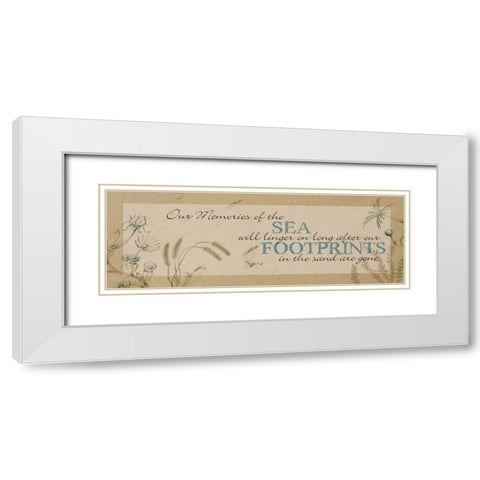 Footprints in the Sand     White Modern Wood Framed Art Print with Double Matting by Dee Dee