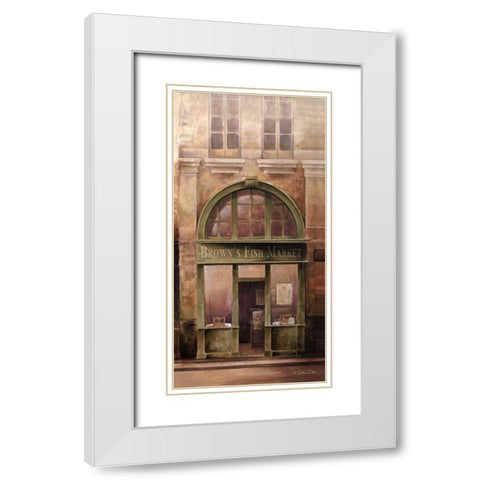 Fish Market White Modern Wood Framed Art Print with Double Matting by Dee Dee