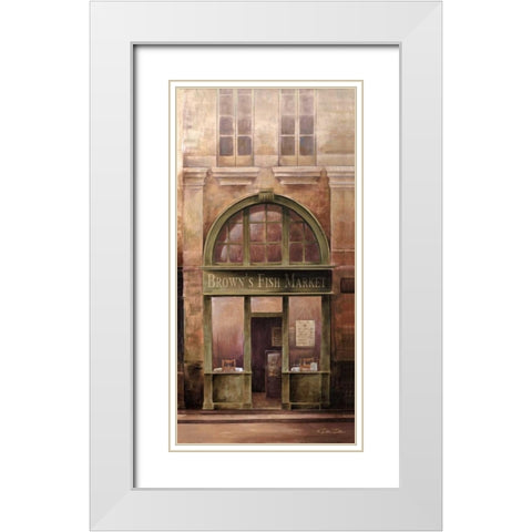 Fish Market White Modern Wood Framed Art Print with Double Matting by Dee Dee