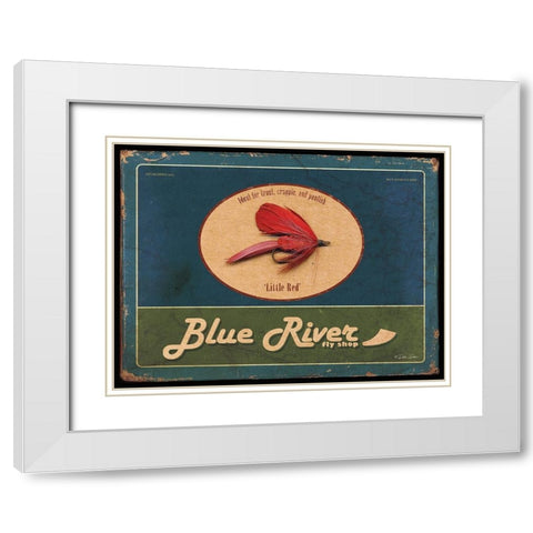 Blue River White Modern Wood Framed Art Print with Double Matting by Dee Dee