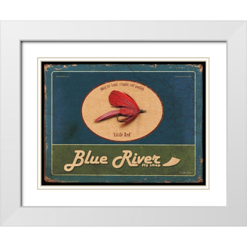 Blue River White Modern Wood Framed Art Print with Double Matting by Dee Dee