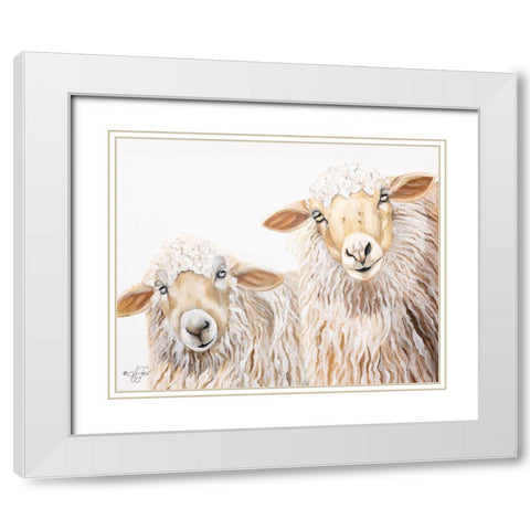 Ba Ba White Sheep White Modern Wood Framed Art Print with Double Matting by Fifer, Diane
