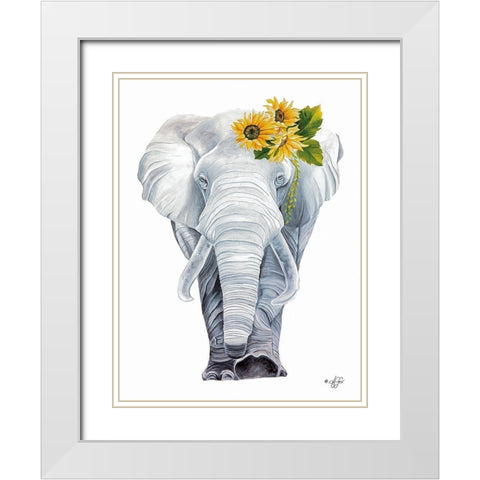 Sunflower Ellie     White Modern Wood Framed Art Print with Double Matting by Fifer, Diane