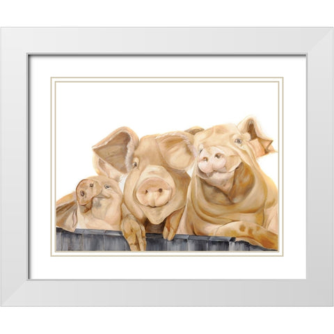Three Pigs White Modern Wood Framed Art Print with Double Matting by Fifer, Diane