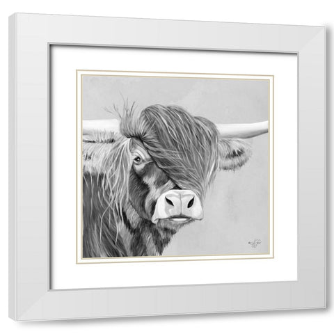 Shaggy Highland White Modern Wood Framed Art Print with Double Matting by Fifer, Diane