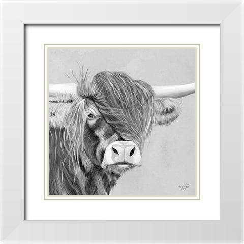 Shaggy Highland White Modern Wood Framed Art Print with Double Matting by Fifer, Diane