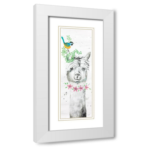 Twinkle the Alpaca White Modern Wood Framed Art Print with Double Matting by Fifer, Diane