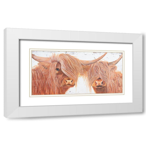 Highland Pair White Modern Wood Framed Art Print with Double Matting by Fifer, Diane