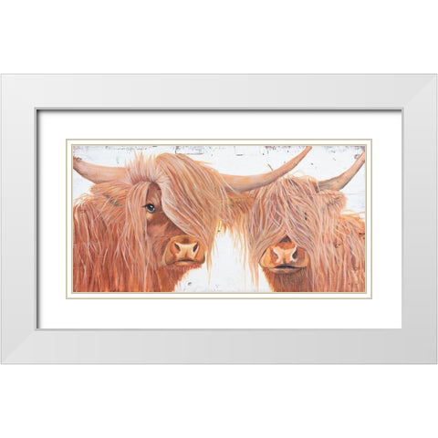 Highland Pair White Modern Wood Framed Art Print with Double Matting by Fifer, Diane