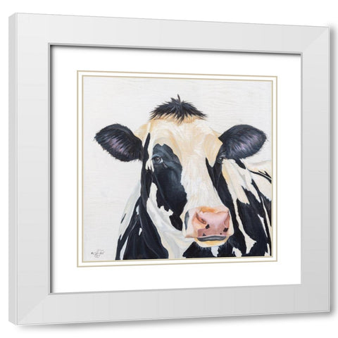 Holstein Cow White Modern Wood Framed Art Print with Double Matting by Fifer, Diane