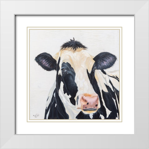 Holstein Cow White Modern Wood Framed Art Print with Double Matting by Fifer, Diane
