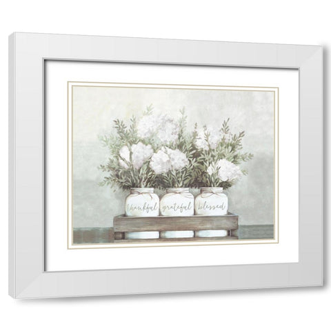 White Flower Jars White Modern Wood Framed Art Print with Double Matting by Dogwood Portfolio