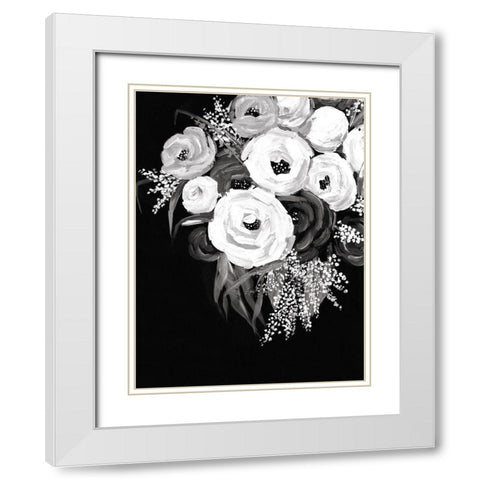 Black and White Floral White Modern Wood Framed Art Print with Double Matting by Dogwood Portfolio