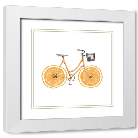Orange Bike White Modern Wood Framed Art Print with Double Matting by Dogwood Portfolio