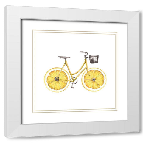 Lemon Bike White Modern Wood Framed Art Print with Double Matting by Dogwood Portfolio