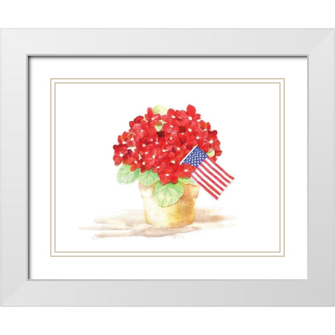 Patriotic Flowers White Modern Wood Framed Art Print with Double Matting by Dogwood Portfolio