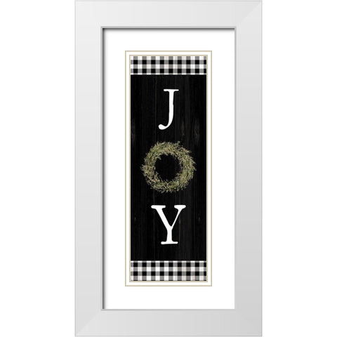 Joy Wreath White Modern Wood Framed Art Print with Double Matting by Dogwood Portfolio