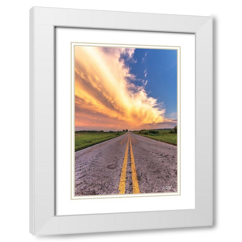 Road and Sky Meeting White Modern Wood Framed Art Print with Double Matting by Quillen, Donnie