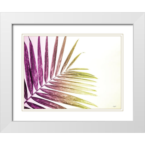 Rainbow Leaf White Modern Wood Framed Art Print with Double Matting by Quillen, Donnie