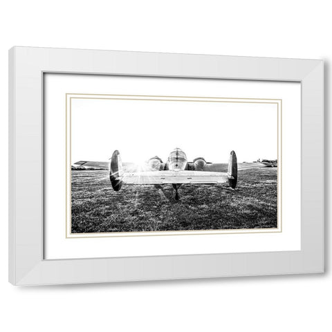 Airport Sunset   White Modern Wood Framed Art Print with Double Matting by Quillen, Donnie