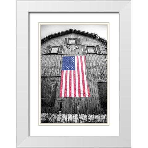Red-White And Blue White Modern Wood Framed Art Print with Double Matting by Quillen, Donnie