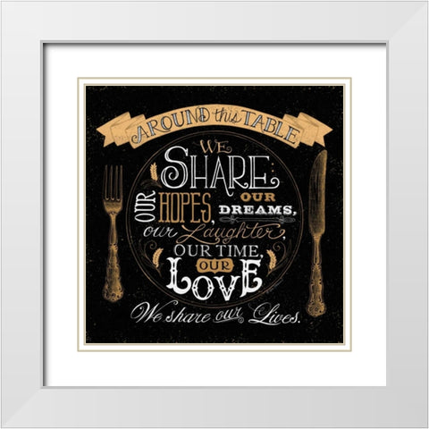 Around This Table  White Modern Wood Framed Art Print with Double Matting by Strain, Deb